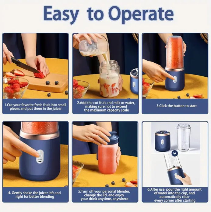 Portable Blender Mini Juicerโข | Perfect for Smoothies Shakes and Juices (400ml)
