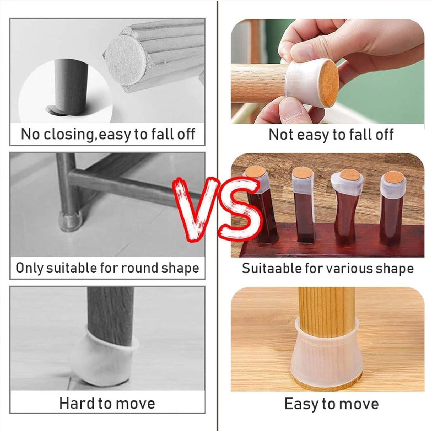 Leg Caps for Furniture- Easy movement & No more floor scratches