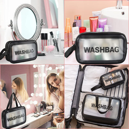 Wash Bag Clear Makeup Pouch Cosmetic Organizer Bag for Women and Girls (Set of 3 )