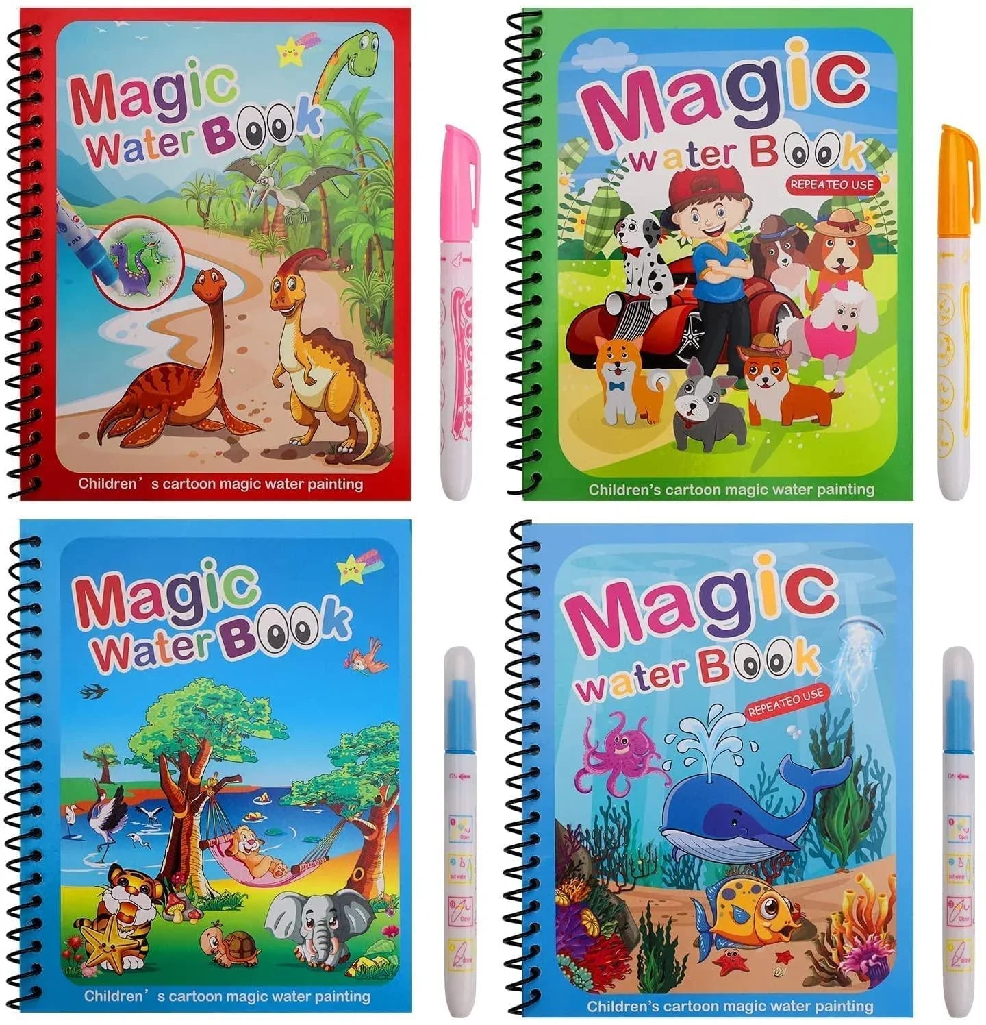 Magical Water Painting Book 🎨 (Set of 4) - HomeHq