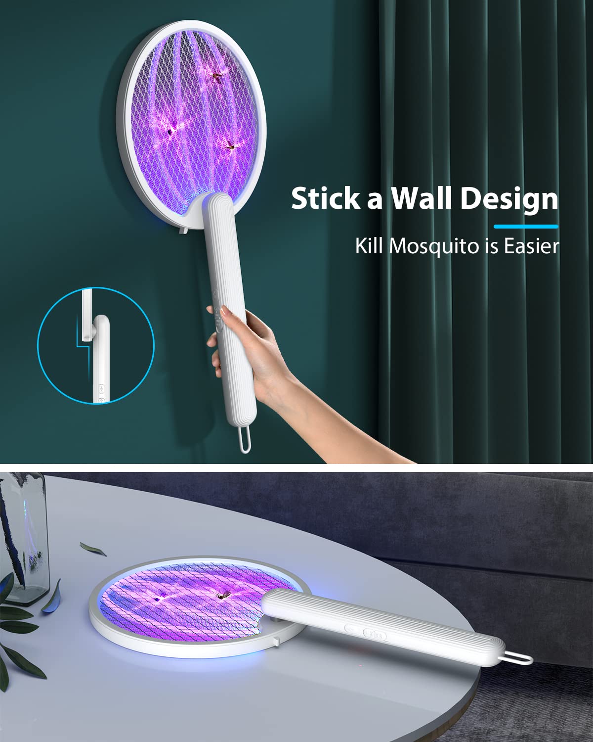 Mosquito Killer Bat Foldable & Rechargeable with LED Light Racket