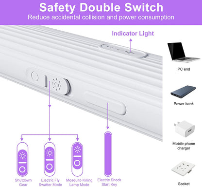 Mosquito Killer Bat Foldable & Rechargeable with LED Light Racket