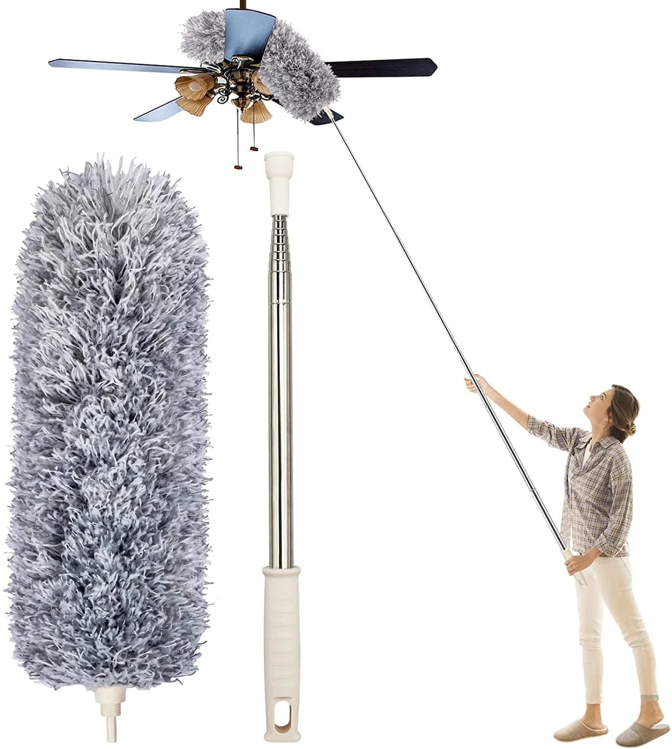 DusterPro - Bendable & Extendable Fan Ceiling Duster Extendable upto 100 inches - HomeHq